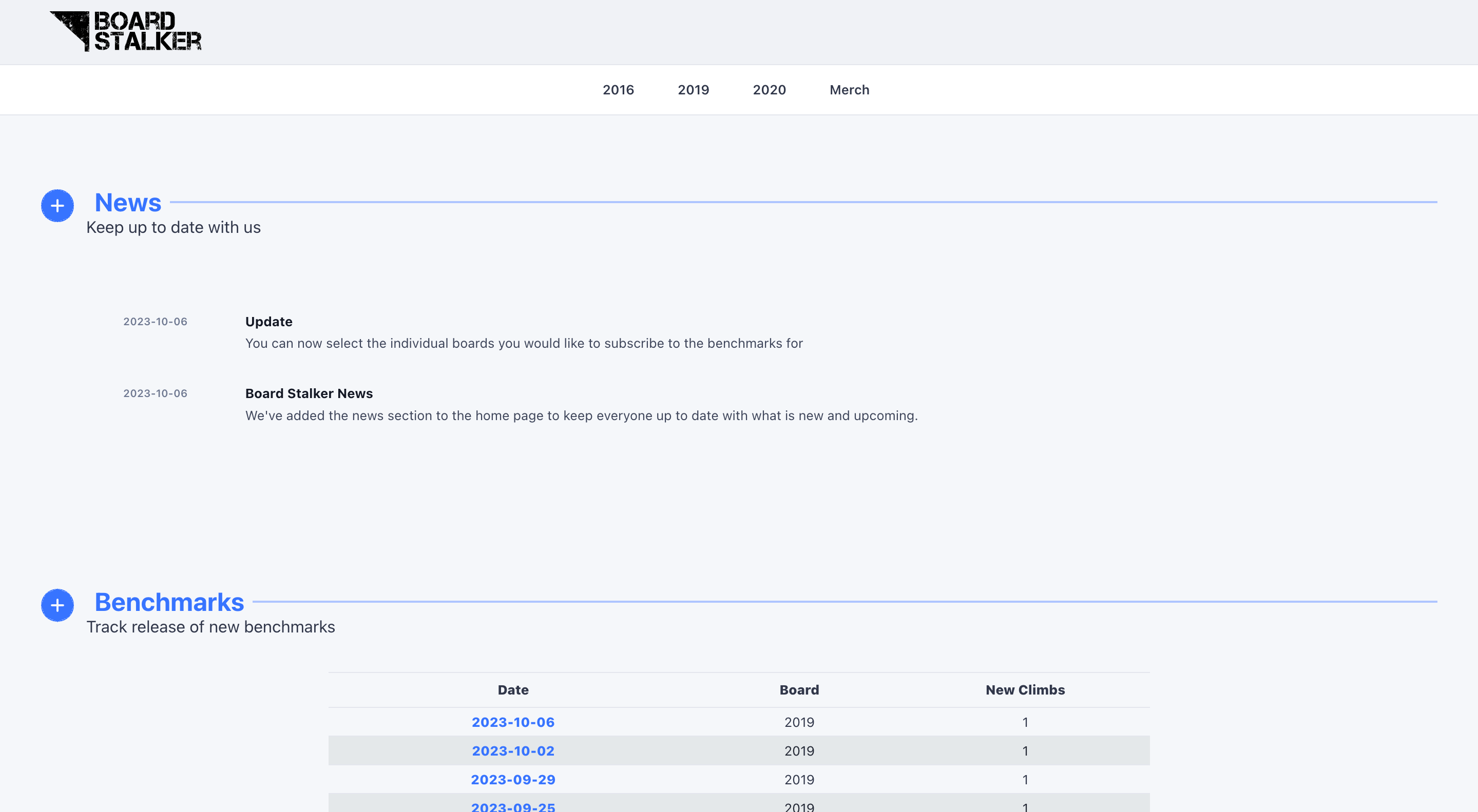 Board Stalker home page